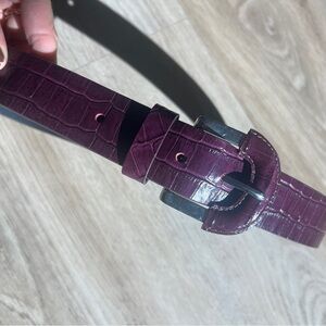 Rachel Comey Deep Burgundy Croc-Embossed Belt size small